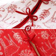Salcar Double-Sided Embroidered Christmas Tree Skirt in Red and White – Double-Sided Christmas Tree Skirt with Reindeer &amp; Snowflake Motif