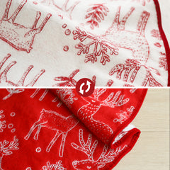 Salcar Double-Sided Embroidered Christmas Tree Skirt in Red and White – Double-Sided Christmas Tree Skirt with Reindeer &amp; Snowflake Motif