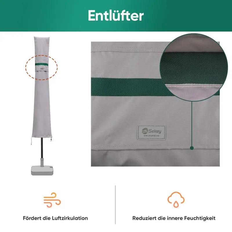 Sekey 190 x 30/50 cm Schutzhülle für 350 cm Sonnenschirm, aus Polyester-Gewebe Sekey