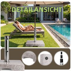 Sunula Granit Sonnenschirmständer 30 kg – Stabiler Schirmständer für Balkon & Garten, Edelstahlrohr für Ø 32–48 mm, rutschfester Terrassen-Sockel 43 x 38 cm