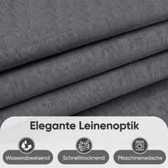 Sekey Duschvorhang, Grau, Wasserabweisender Badvorhang in Leinenoptik, 100 % Polyester, mit Beschwerungsband & 8 Duschvorhangringen, Waschbar bei 30 °C
