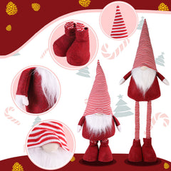 Salcar Weihnachtsdeko Wichtel XL – Großer Deko-Gnom aus Filz, höhenverstellbar von 60–92 cm, Teleskopbeine, perfektes Geschenk zu Weihnachten & Thanksgiving – Rot Salcar