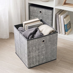 Sekey Aufbewahrungsboxen 6er Set 33 × 33 × 33 cm – Faltbare Stoffboxen mit Grifföse, stabile Ordnungsboxen für Kallax-Regale, Hellgrau
