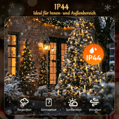 SALCAR LED Christmas Tree String Lights with Sparkling Icicles – Warm &amp; Cool White, 11 Modes, Timer &amp; Remote Control, IP44 Waterproof for Indoor &amp; Outdoor Use