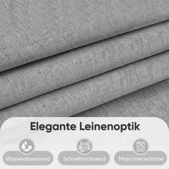 Sekey Hellgrau Duschvorhang 180 × 200 cm, Textil Badewannenvorhang in Leinenoptik, Wasserabweisend & Waschbar, 100 % Polyester, mit Beschwerungsband & 12 Edelstahlringen