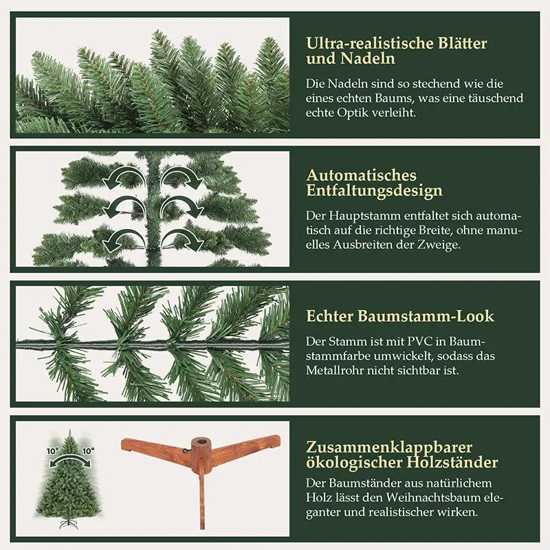 Salcar 120cm/150cm/180cm/210cm Künstlicher Weihnachtsbaum, Korea-Tanne, mit 730/1066  PVC-Nadeln Salcar