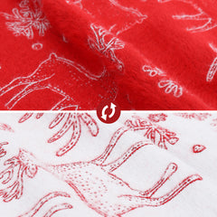 Salcar Double-Sided Embroidered Christmas Tree Skirt in Red and White – Double-Sided Christmas Tree Skirt with Reindeer &amp; Snowflake Motif