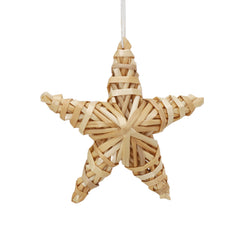 SALCAR Set of 12 Straw Stars for Hanging – Handmade natural five-pointed stars made of straw, sustainable Christmas tree decorations for Christmas tree &amp; Advent decoration