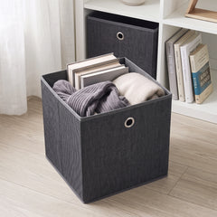 Sekey Aufbewahrungsboxen 6er Set 33 × 33 × 33 cm – Faltbare Stoffboxen mit Grifföse, stabile Ordnungsboxen für Kallax-Regale, Grau