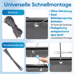 Sekey Balkon Sichtschutz aus 100% Polyester, Anthrazit