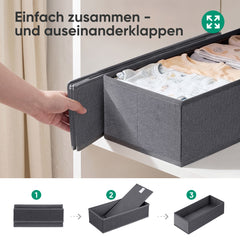 Sekey Schubladen-Organizer 4er Set 22 × 51 × 11 cm – Faltbare Kleiderschrank Organizer aus Vliesstoff mit stabiler Bodenplatte, Aufbewahrungsbox für Kleidung, Unterwäsche, T-Shirts & Accessoires