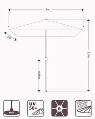Sunula Sonnenschirm Rechteckig mit Kurbelsystem – stabiler 38 mm Stahlrohr Gartenschirm mit Neigefunktion, UV-Schutz Marktschirm für Balkon, Terrasse & Garten