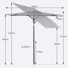 Sekey 180 x 130 cm balcony umbrella rectangular, sun protection UV50+