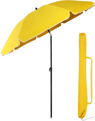 Sekey Sonnenschirm Ø160 cm rund – Strand- & Balkonschirm mit Neigungswinkel & Höhenverstellung, inkl. Schutzhülle, 140 g/m² Polyester, für Garten, Terrasse & Strand