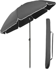 Sekey Sonnenschirm Ø180 cm mit UPF50+ – windstabiler Strand- & Balkonschirm mit Neigefunktion, wasserdicht, inkl. Schutzhülle, GRS-recycelter Bezug