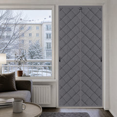 Sekey Thermo Türvorhang mit Magnetverschluss, Baumwoll-Polyester Türvorhang, Wärmeschutz & Energiesparvorhang, Zugluftstopper, Klettverschluss ohne Bohren, für Winter