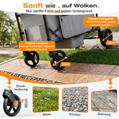 Sekey Bollerwagen faltbar mit Dach für 1–2 Kinder – Kinderwagen mit XXL-Rädern, 5-Punkt-Gurt & flexibler Sitz-/Liegefläche, bis 110 kg, Serie 9090