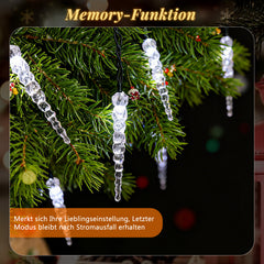 SALCAR LED Christmas Tree String Lights with Sparkling Icicles – Warm &amp; Cool White, 11 Modes, Timer &amp; Remote Control, IP44 Waterproof for Indoor &amp; Outdoor Use