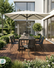 Sekey Rechteckiger Sonnenschirm 210×140 cm mit Kurbel & 30° Neigung – UV-Schutz 50+, Gartenschirm, Marktschirm, stabiler Terrassenschirm für Garten & Balkon