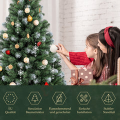 SALCAR Artificial Christmas Tree with Snow – 120/150/180/210 cm Christmas Tree, Deceptively Realistic, with Metal Stand, PVC Christmas Tree for Indoor &amp; Outdoor Use