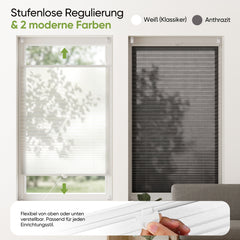 Salcar Plissee ohne Bohren Weiß – Klemmfix Faltrollo lichtdurchlässig & blickdicht, stufenlos verstellbar mit Aluminium-Schienen für Fenster & Türen