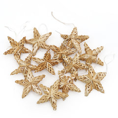 SALCAR Set of 12 Straw Stars for Hanging – Handmade natural five-pointed stars made of straw, sustainable Christmas tree decorations for Christmas tree &amp; Advent decoration