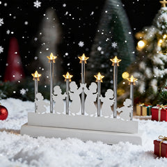 SALCAR LED Light Arch with 7 Stars &amp; 6 Angels – Warm White Light, Battery Operated with Timer – Christmas Decoration for Table &amp; Window, approx. 32 cm