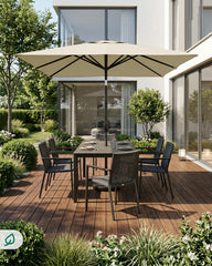 Sekey Rechteckiger Sonnenschirm 210×140 cm mit Kurbel & 30° Neigung – UV-Schutz 50+, Gartenschirm, Marktschirm, stabiler Terrassenschirm für Garten & Balkon