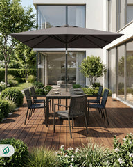 Sekey Sonnenschirm Rechteck 200x300 cm mit Kurbel & Auto-Neigung – stabiler Marktschirm 38 mm Stahlrohr, UV-Schutz, Balkon- & Gartenschirm für Terrasse