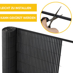 Sekey PVC Sichtschutzmatte – Balkon Sichtschutz mit Abdeckprofil & Kabelbindern, Wind- und Wetterschutz für Balkon und Garten, Anthrazit