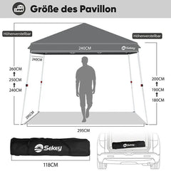 Sekey  300 x 300 cm Faltpavillon Mit Belüftetes Dach Sekey
