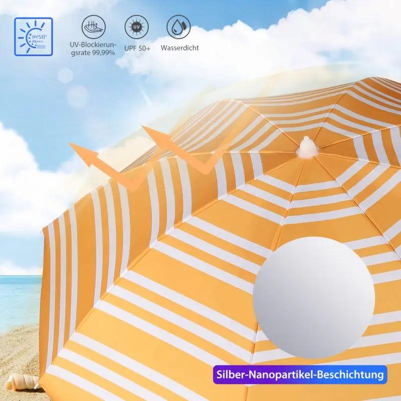 Sekey ∅ 180 cm Alu Strandschirm mit Schutzhülle und Bodenhülse, Sonnenschutz UV50+ Sekey