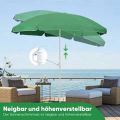 Sekey Sonnenschirm Ø 180 cm Rund Strandschirm Balkonschirm mit Tragetasch und Bodenhülse Sekey
