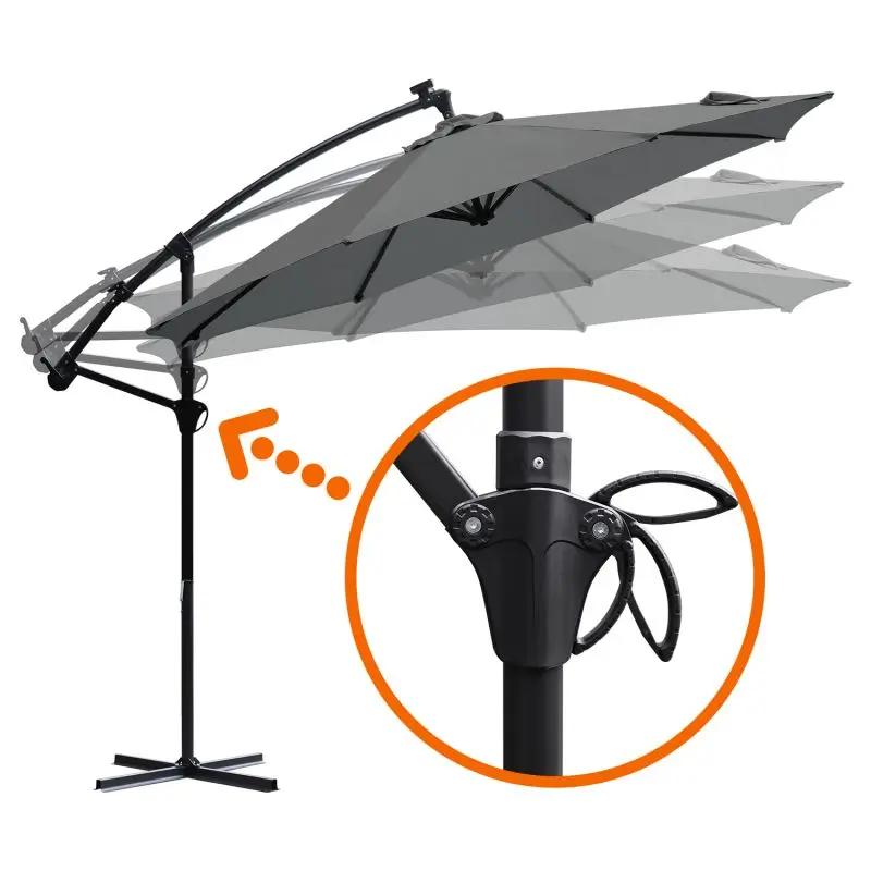 Sekey 300 cm Ampelschirm mit LED Solar Beleuchtung, Sonnenschutz UV50+ Sekey