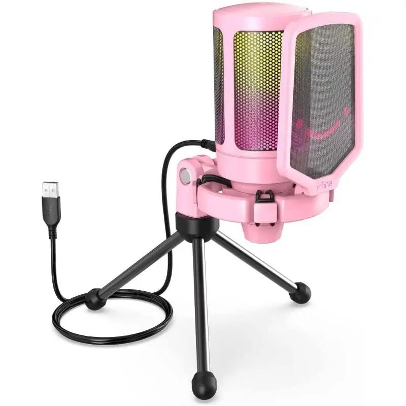 Fifine USB Kondensator Mikrofon mit Ständer und Stummschalttaste, A6V Sekey
