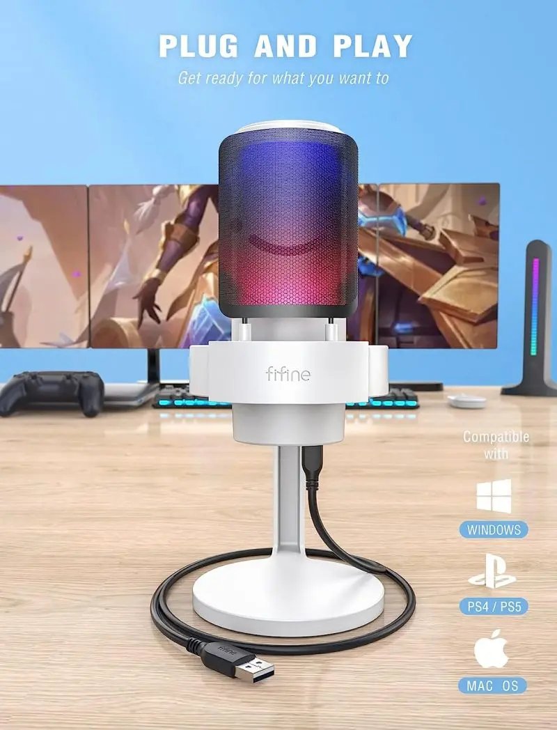 Fifine USB Kondensator Mikrofon mit Stummschalttaste, Popfilter und Kopfhörerbuchse Sekey