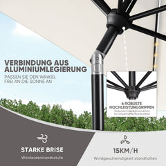 Sekey Sonnenschirm 300 x 200 cm Rechteckig Gartenschirm mit LED-Solar-Beleuchtung Sekey