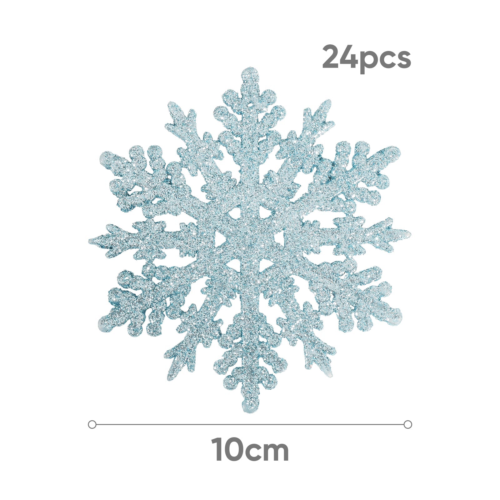 Salcar 24 Stück Schneeflocken Weihnachtsdeko Blau – Glitter Schneeflocken Anhänger Ø10cm, Wiederverwendbarer Weihnachtsbaumschmuck für Winter & Festtage Salcar