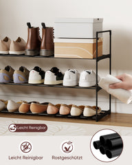 Sekey Schuhregal 3 Ebenen – Stapelbares Metall-Schuhregal, platzsparend für Flur & Kleiderschrank, für 15–18 Paar Schuhe Sekey