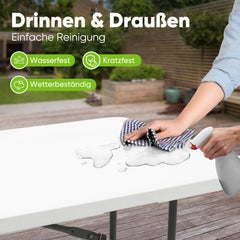 Sekey Klapptisch 152x70x74 cm – Robuster Buffettisch aus Kunststoff, tragbar mit Griff, wetterfest & faltbar – Campingtisch, Partytisch, Gartentisch für 4 Personen Sekey