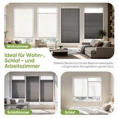 Salcar Plissee ohne Bohren Weiß – Klemmfix Faltrollo lichtdurchlässig & blickdicht, stufenlos verstellbar mit Aluminium-Schienen für Fenster & Türen