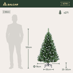 SALCAR Artificial Christmas Tree with Snow – 120/150/180/210 cm Christmas Tree, Deceptively Realistic, with Metal Stand, PVC Christmas Tree for Indoor &amp; Outdoor Use