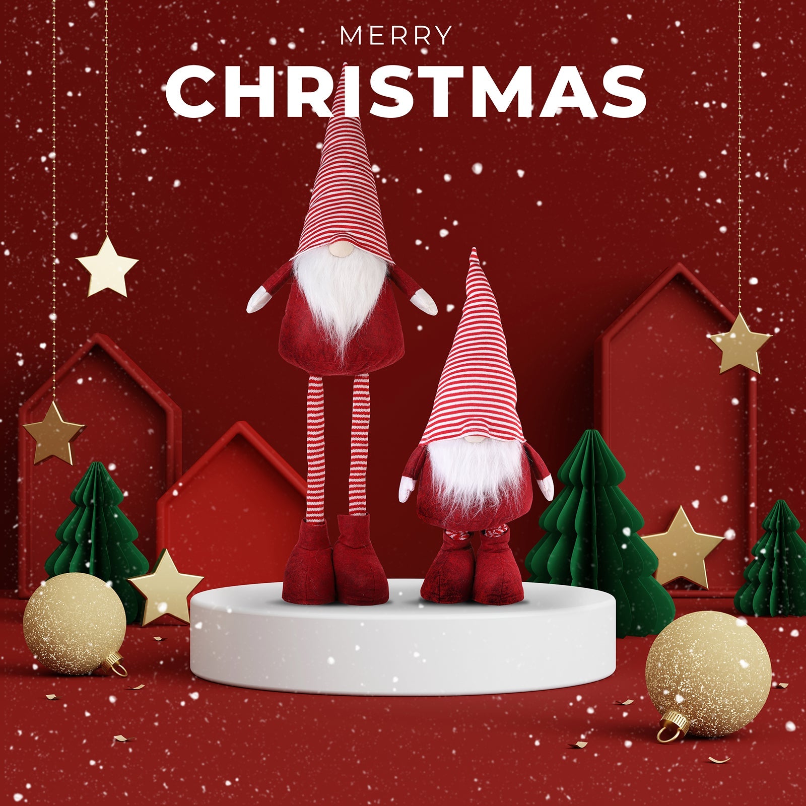 Salcar Weihnachtsdeko Wichtel XL – Großer Deko-Gnom aus Filz, höhenverstellbar von 60–92 cm, Teleskopbeine, perfektes Geschenk zu Weihnachten & Thanksgiving – Rot Salcar