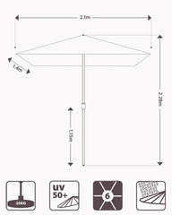 Sekey Sonnenschirm Rechteck 210x140 cm mit Kurbel & Auto-Neigung – stabiler Balkon Sonnenschirm 38 mm Stahlrohr, UV-Schutz Marktschirm für Garten & Terrasse
