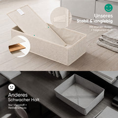 Sekey Aufbewahrungsboxen Set 6er Set aus Vliesstoff – Faltbare Stoffboxen Organizer für Schubladen & Regale, Beige, Größenmix S für Kleidung, Unterwäsche & Accessoires