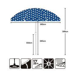 Sekey Sonnenschirm Ø160 cm rund mit Tragetasche & Bodenhülse, für Balkon & Strand