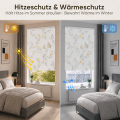 Sekey Verdunklungsrollo mit Muster – Seitenzugrollo Klemmfix ohne Bohren, stufenlos verstellbar, 4 Designs, Sicht- & Sonnenschutz