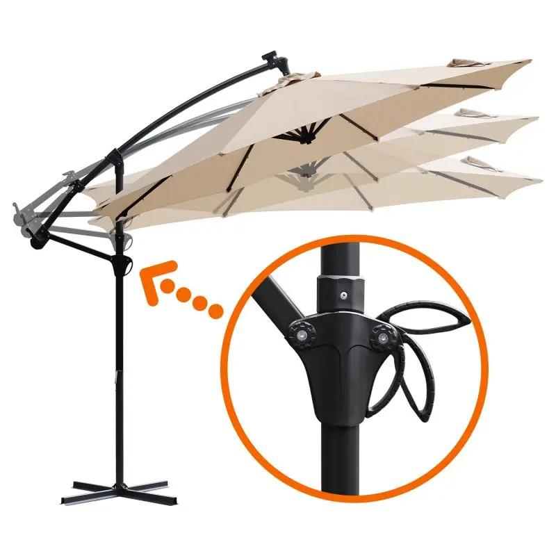Sekey 300 cm Ampelschirm mit LED Solar Beleuchtung, Sonnenschutz UV50+ Sekey