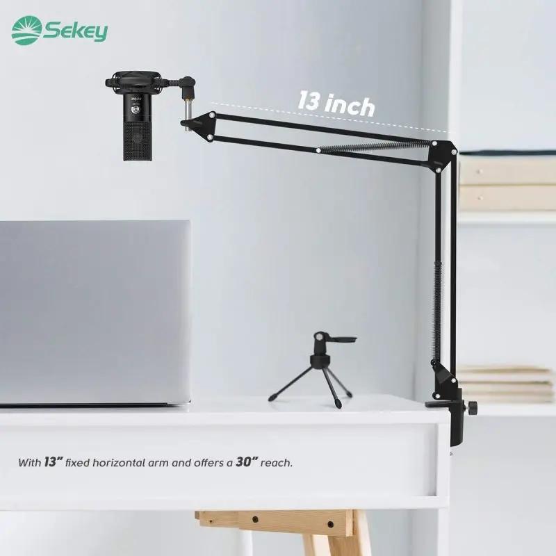 Fifine USB Kondensator Mikrofon mit Arm, Popfilter und Shock Mount, T669 Sekey