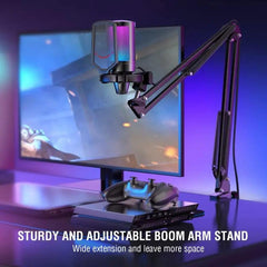 Fifine USB Kondensator Mikrofon mit Arm und Stummschalttaste, A6T Sekey